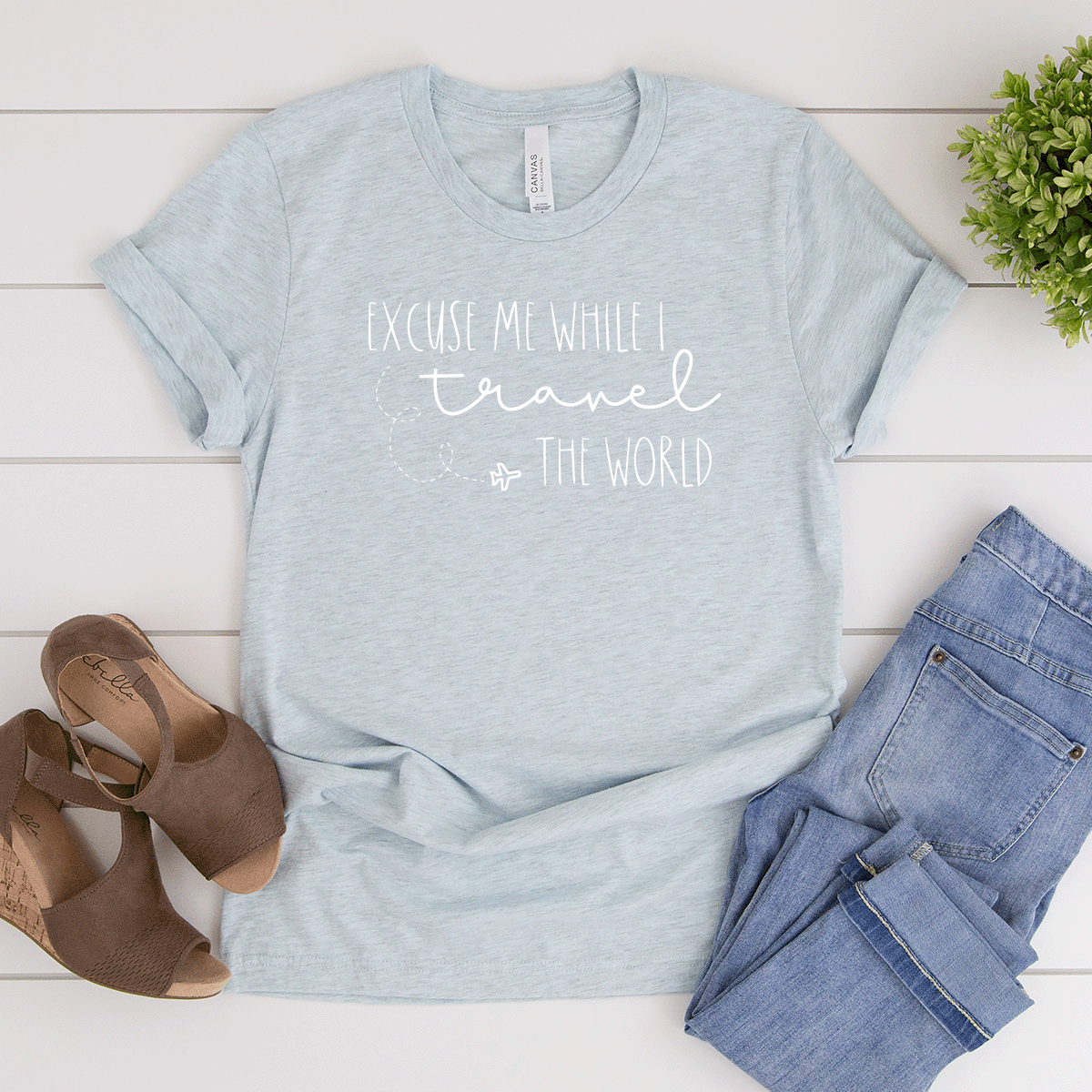 Excuse Me While I Travel The World Bella Canvas Tee Stay Wilde