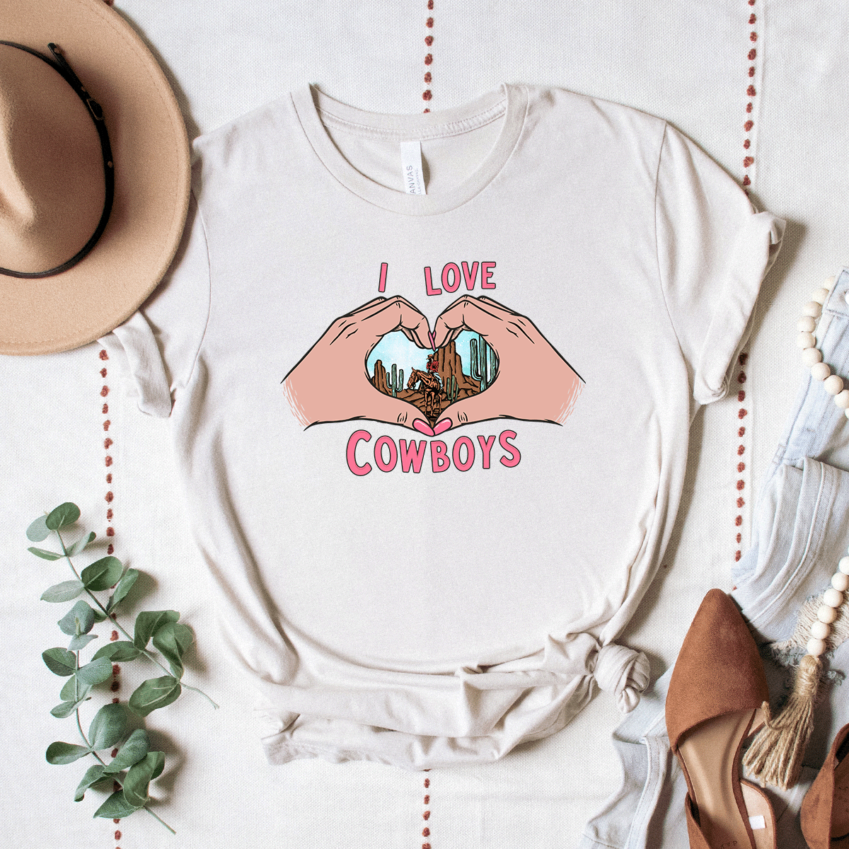 I Love Cowboys - Bella+Canvas Tee