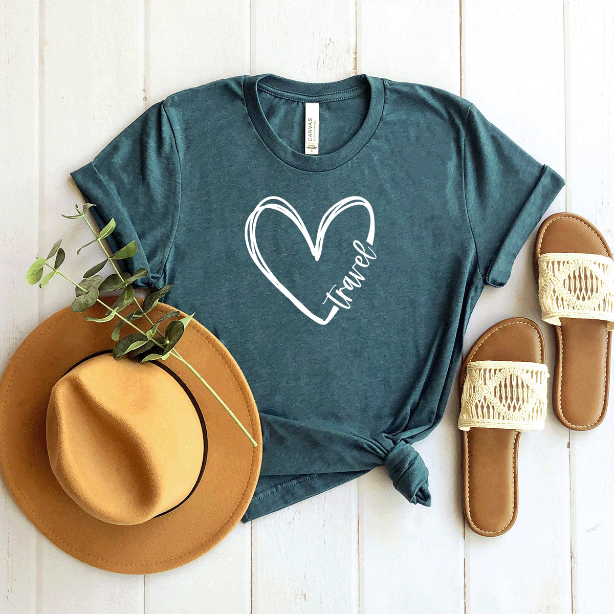 Travel (Heart) - Bella+Canvas Tee
