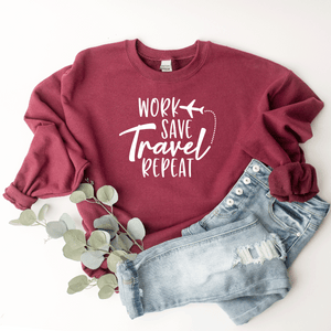 Work, Save, Travel, Repeat (Airplane) - Sweatshirt