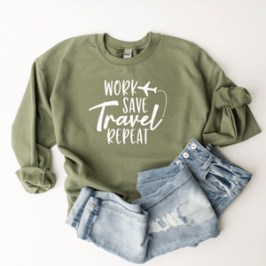 Work, Save, Travel, Repeat (Airplane) - Sweatshirt