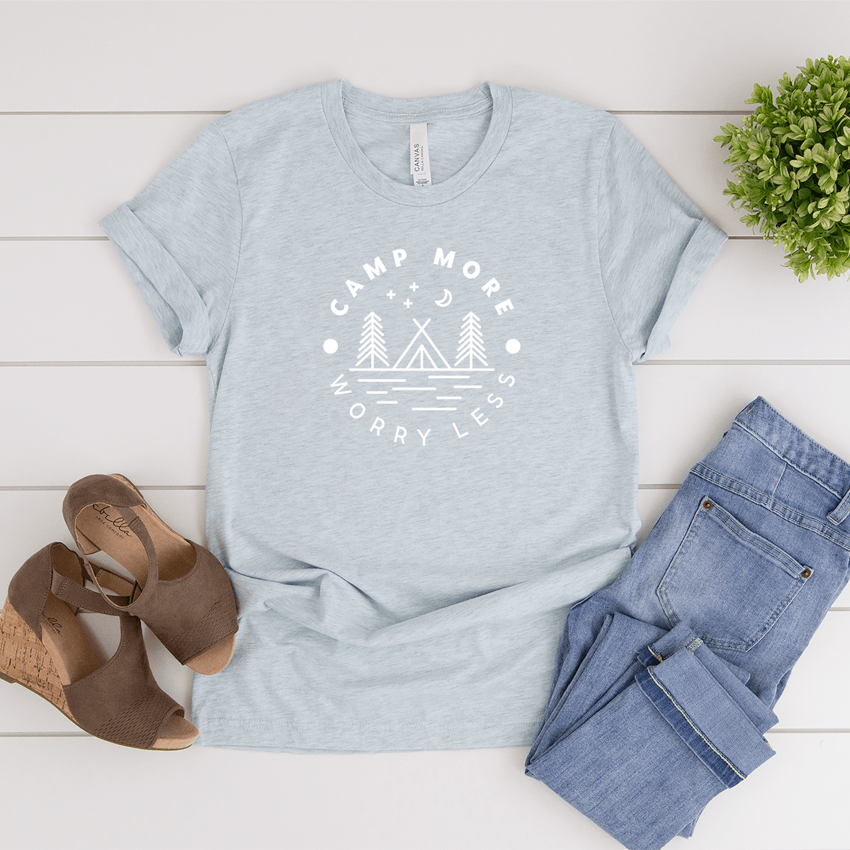 Camp More, Worry Less (Circle) - Bella+Canvas Tee