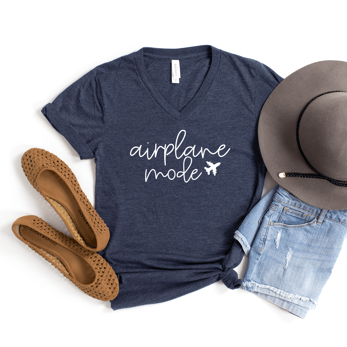 Airplane Mode - Bella+Canvas V-Neck Tee – Stay Wilde